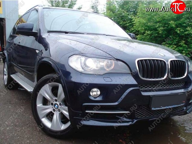 1 499 р. Реснички на фары CT BMW X5 E70 дорестайлинг (2006-2010) (Неокрашенные)  с доставкой в г. Йошкар-Ола