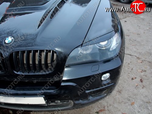 1 299 р. Реснички на фары Tuning-Sport BMW X5 E70 дорестайлинг (2006-2010) (Неокрашенные)  с доставкой в г. Йошкар-Ола