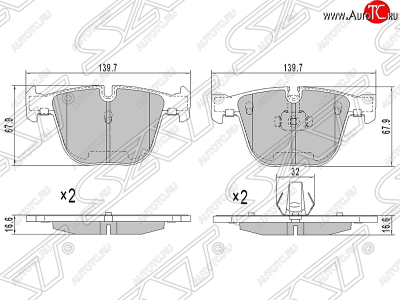 1 299 р. Колодки тормозные SAT (задние)  BMW 3 серия ( E90,  E91) (2004-2012) седан дорестайлинг, седан рестайлинг, универсал рестайлинг  с доставкой в г. Йошкар-Ола