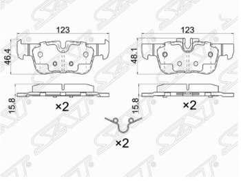 Комплект задних тормозных колодок SAT BMW X1 F48 рестайлинг (2019-2022)