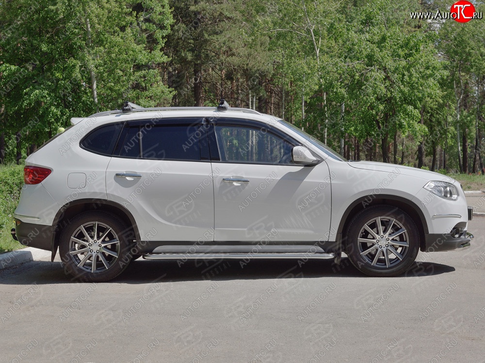 25 849 р. Порожки для ног (Ø42 мм) SLITKOFF  Brilliance V5 (2012-2018) (лист - алюминий, профиль - сталь)  с доставкой в г. Йошкар-Ола