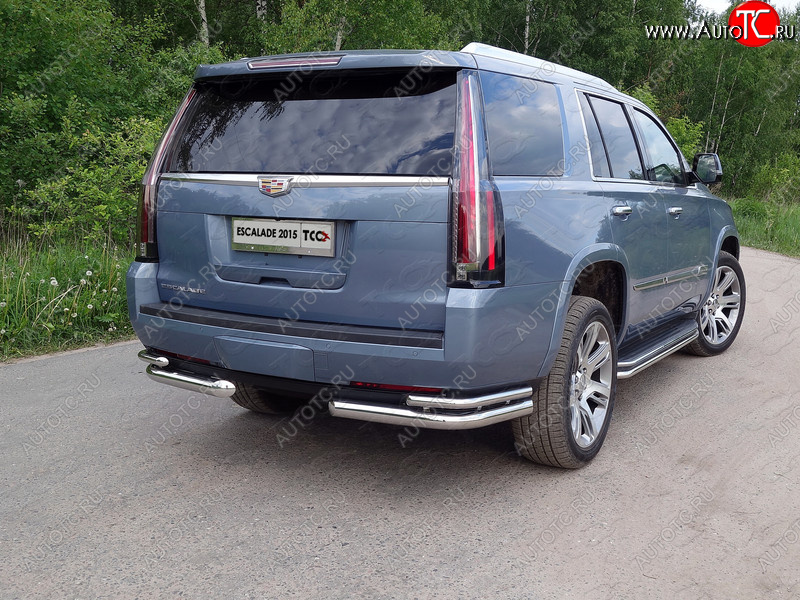 27 999 р. Защита заднего бампера (уголки двойные) ТСС 76,1/42,4 мм  Cadillac Escalade  GMTK2 джип 5 дв. (2015-2020) короткая база  с доставкой в г. Йошкар-Ола