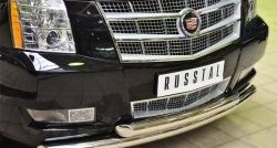 24 499 р. Защита переднего бампера (2 трубыØ76 мм, нержавейка) SLITKOFF  Cadillac Escalade  GMT926 джип 5 дв. (2006-2014) короткая база  с доставкой в г. Йошкар-Ола. Увеличить фотографию 2