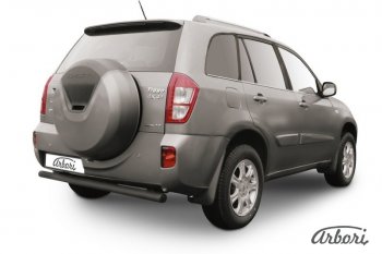 Защита заднего бампера Arbori (черная, 1 труба d76 mm). Chery Tiggo T11 рестайлинг (2013-2016)