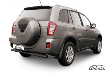 5 399 р. Защита заднего бампера Arbori (с проступью, черная, 1 труба d76 mm). Chery Tiggo T11 рестайлинг (2013-2016)  с доставкой в г. Йошкар-Ола. Увеличить фотографию 1