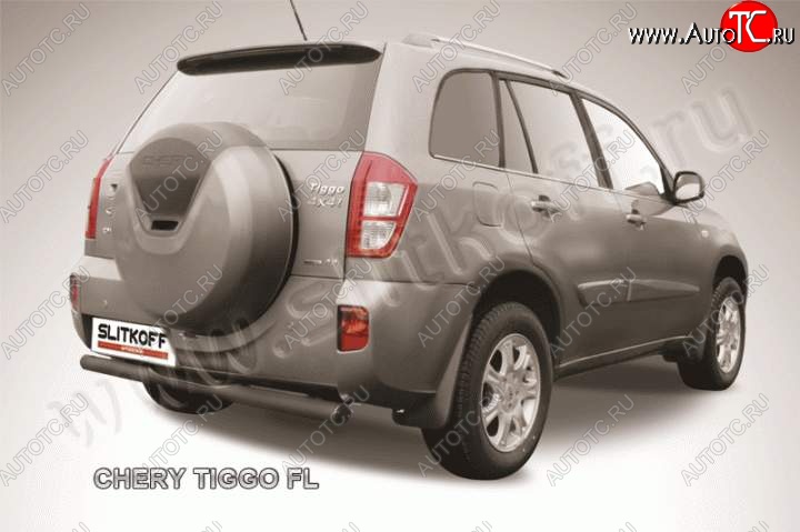 6 399 р. Защита заднего бампера из трубы d76 Slitkoff (с поступью)  Chery Tiggo T11 (2013-2016) рестайлинг (Цвет: серебристый)  с доставкой в г. Йошкар-Ола