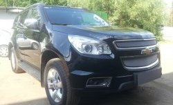 1 539 р. Нижняя сетка на бампер Russtal (хром)  Chevrolet Trailblazer  GM800 (2012-2016) дорестайлинг  с доставкой в г. Йошкар-Ола. Увеличить фотографию 4