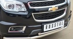 23 999 р. Защита переднего бампера (2 трубыØ63 и 42 мм, нержавейка) SLITKOFF  Chevrolet Trailblazer  GM800 (2012-2016) дорестайлинг  с доставкой в г. Йошкар-Ола. Увеличить фотографию 2