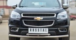 Защита переднего бампера (2 трубыØ63 и 42 мм, нержавейка) SLITKOFF Chevrolet (Шевролет) Trailblazer (Трейлблэйзер)  GM800 (2012-2016) GM800 дорестайлинг