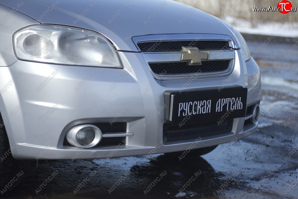 1 039 р. Защитная сетка решетки переднего бампера RA Chevrolet Aveo T250 седан рестайлинг (2006-2011)  с доставкой в г. Йошкар-Ола