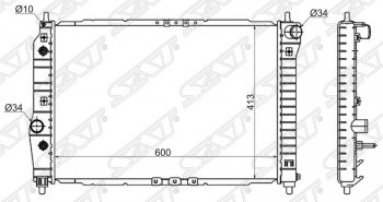 Радиатор двигателя SAT (пластинчатый, 1.4, МКПП/АКПП) Chevrolet Aveo T200 седан (2003-2008)