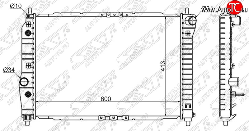 8 099 р. Радиатор двигателя SAT (пластинчатый, 1.4, МКПП/АКПП) Chevrolet Aveo T200 седан (2003-2008)  с доставкой в г. Йошкар-Ола