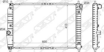 3 589 р. Радиатор двигателя SAT (трубчатый, 1.4, МКПП)  Chevrolet Aveo  T200 (2002-2008), Daewoo Kalos (2002-2008)  с доставкой в г. Йошкар-Ола. Увеличить фотографию 1