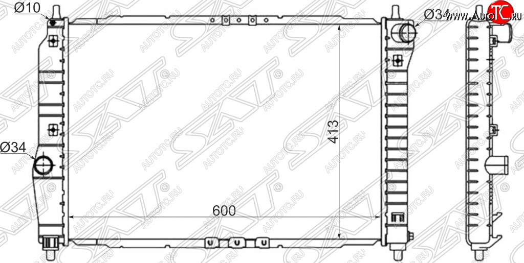 3 589 р. Радиатор двигателя SAT (трубчатый, 1.4, МКПП)  Chevrolet Aveo  T200 (2002-2008), Daewoo Kalos (2002-2008)  с доставкой в г. Йошкар-Ола
