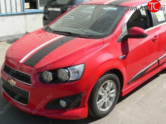 3 699 р. Накладка на передний бампер CT Chevrolet Aveo T300 хэтчбек (2011-2015) (Неокрашенная)  с доставкой в г. Йошкар-Ола