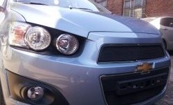 1 469 р. Нижняя сетка на бампер Russtal (черная)  Chevrolet Aveo  T300 (2011-2015) седан, хэтчбек  с доставкой в г. Йошкар-Ола. Увеличить фотографию 2