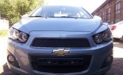 1 469 р. Сетка в решетку радиатора Russtal Chevrolet Aveo T300 седан (2011-2015) (черная)  с доставкой в г. Йошкар-Ола. Увеличить фотографию 3