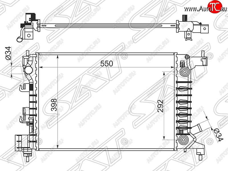 8 999 р. Радиатор двигателя SAT (пластинчатый, 1.2/1.4, АКПП) Chevrolet Aveo T300 хэтчбек (2011-2015)  с доставкой в г. Йошкар-Ола