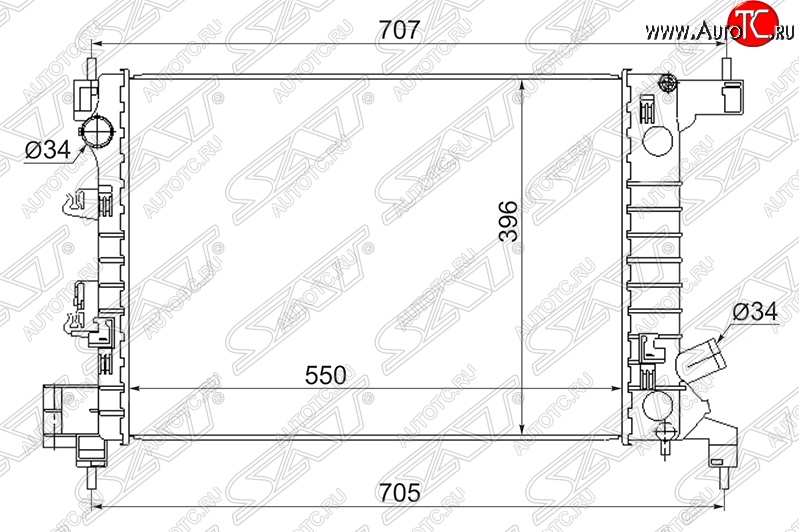 5 999 р. Радиатор двигателя SAT (пластинчатый, 1.2/1.4, МКПП) Chevrolet Aveo T300 хэтчбек (2011-2015)  с доставкой в г. Йошкар-Ола