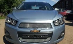 3 199 р. Сетка на бампер Russtal (хром) Chevrolet Captiva 2-ой рестайлинг (2013-2016)  с доставкой в г. Йошкар-Ола. Увеличить фотографию 3