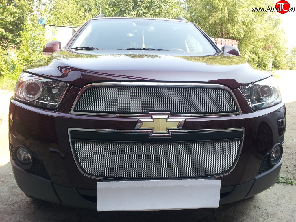 3 199 р. Сетка на бампер Russtal (хром) Chevrolet Captiva 1-ый рестайлинг (2011-2013)  с доставкой в г. Йошкар-Ола