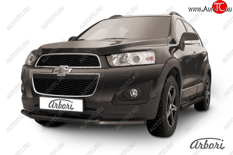 7 559 р. Защита переднего бампера Arbori (черная, 2 трубы d57 и 42 mm). Chevrolet Captiva 2-ой рестайлинг (2013-2016)  с доставкой в г. Йошкар-Ола