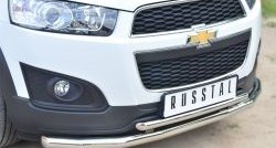 18 399 р. Защита переднего бампера (2 трубыØ63 и 42 мм, нержавейка) SLITKOFF Chevrolet Captiva 2-ой рестайлинг (2013-2016)  с доставкой в г. Йошкар-Ола. Увеличить фотографию 2