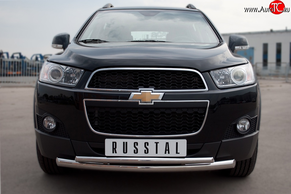 20 099 р. Защита переднего бампера (2 трубыØ63 и 42 мм, нержавейка) SLITKOFF Chevrolet Captiva  дорестайлинг (2006-2011)  с доставкой в г. Йошкар-Ола