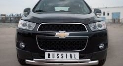 18 699 р. Защита переднего бампера (2 трубыØ76 и 42 мм, нержавейка) SLITKOFF Chevrolet Captiva 1-ый рестайлинг (2011-2013)  с доставкой в г. Йошкар-Ола. Увеличить фотографию 1