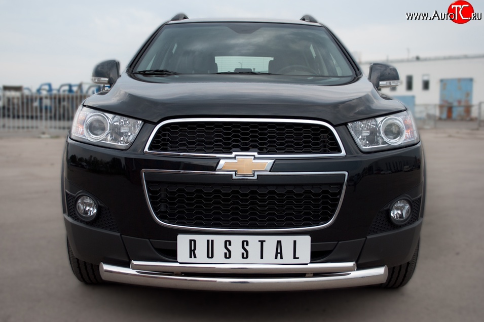 18 699 р. Защита переднего бампера (2 трубыØ76 и 42 мм, нержавейка) SLITKOFF Chevrolet Captiva 1-ый рестайлинг (2011-2013)  с доставкой в г. Йошкар-Ола