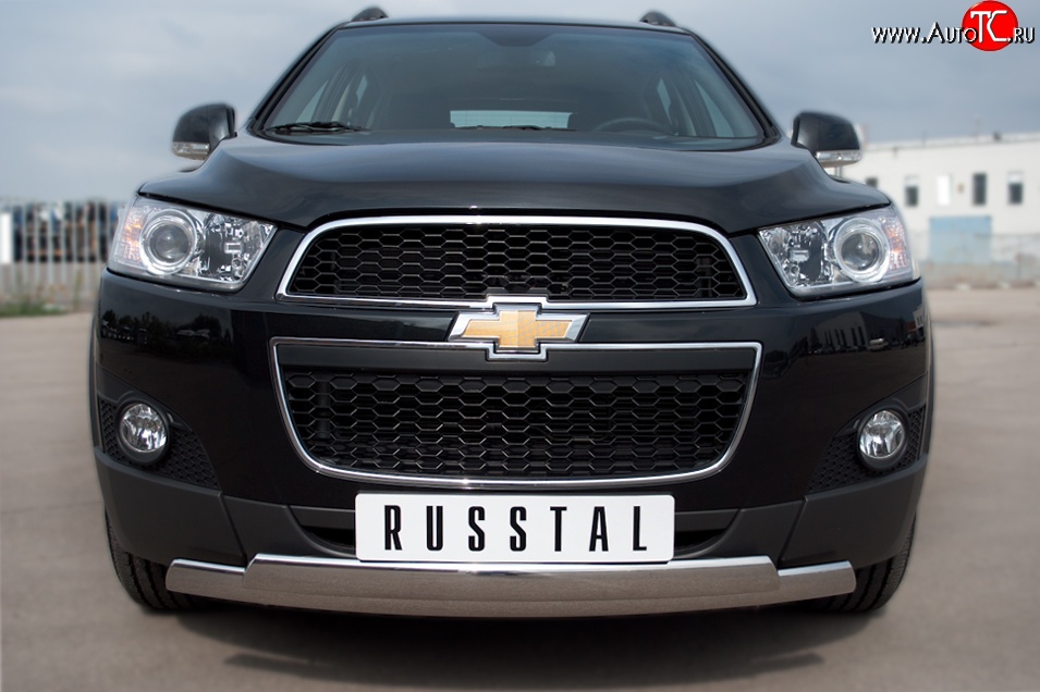 25 999 р. Защита переднего бампера (2 трубыØ75х42 мм, нержавейка) Russtal  Chevrolet Captiva (2011-2013) 1-ый рестайлинг  с доставкой в г. Йошкар-Ола