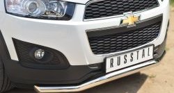 15 449 р. Защита переднего бампера (Ø63 мм волна, нержавейка) SLITKOFF Chevrolet Captiva 2-ой рестайлинг (2013-2016)  с доставкой в г. Йошкар-Ола. Увеличить фотографию 2