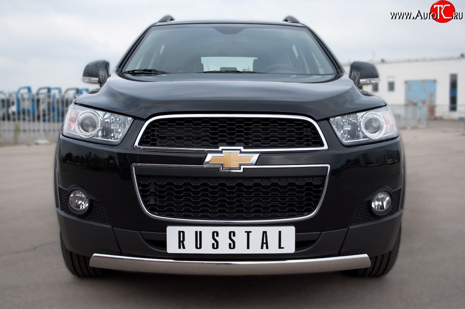 14 999 р. Защита переднего бампера (Ø75х42 мм, нержавейка) Russtal Chevrolet Captiva 1-ый рестайлинг (2011-2013)  с доставкой в г. Йошкар-Ола