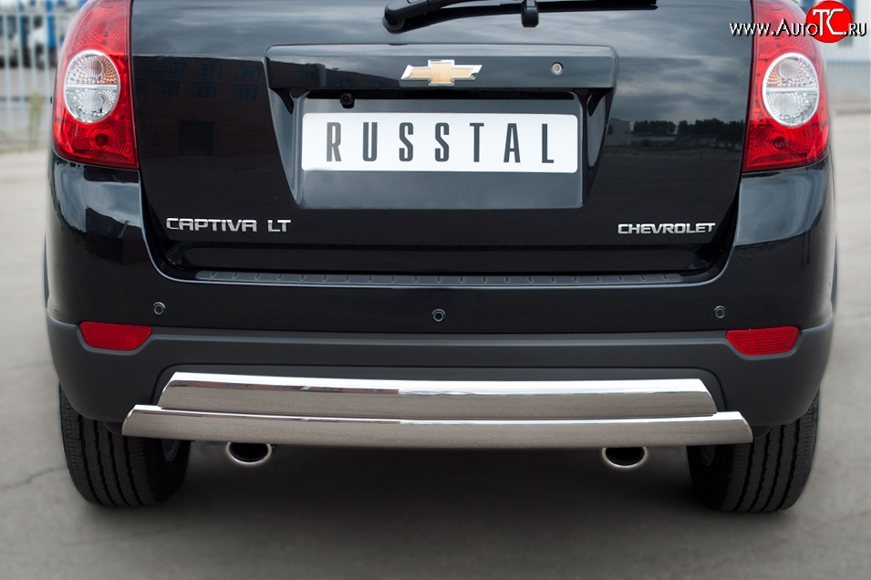 25 999 р. Защита заднего бампера (2 трубы Ø76х42 мм, нержавейка) Russtal Chevrolet Captiva 1-ый рестайлинг (2011-2013)  с доставкой в г. Йошкар-Ола