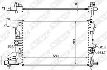 Радиатор двигателя SAT (пластинчатый, 1,4/1,6/1,8, МКПП) Chevrolet Cruze J300 седан рестайлинг (2012-2015)