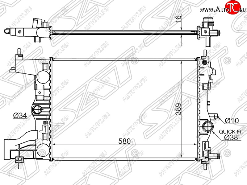 5 999 р. Радиатор двигателя SAT (трубчатый, 1.4/1.6/1.8, МКПП) Chevrolet Cruze J300 седан рестайлинг (2012-2015)  с доставкой в г. Йошкар-Ола