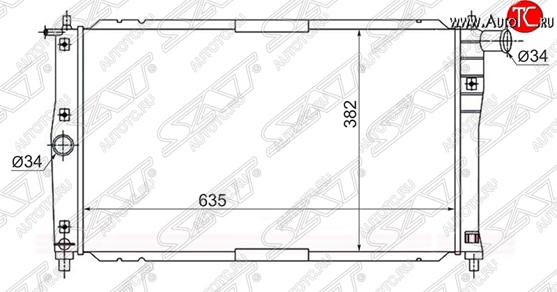 3 499 р. Радиатор двигателя SAT (трубчатый, 1.3/1.5/1.6, МКПП, кондиционер) Daewoo Sense Т100 седан (1997-2008)  с доставкой в г. Йошкар-Ола