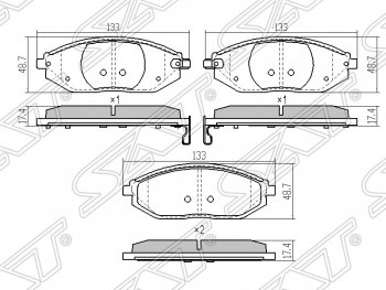 Колодки тормозные SAT (передние) Chevrolet (Шевролет) Spark (Спарк)  M300 (2010-2015) M300 дорестайлинг