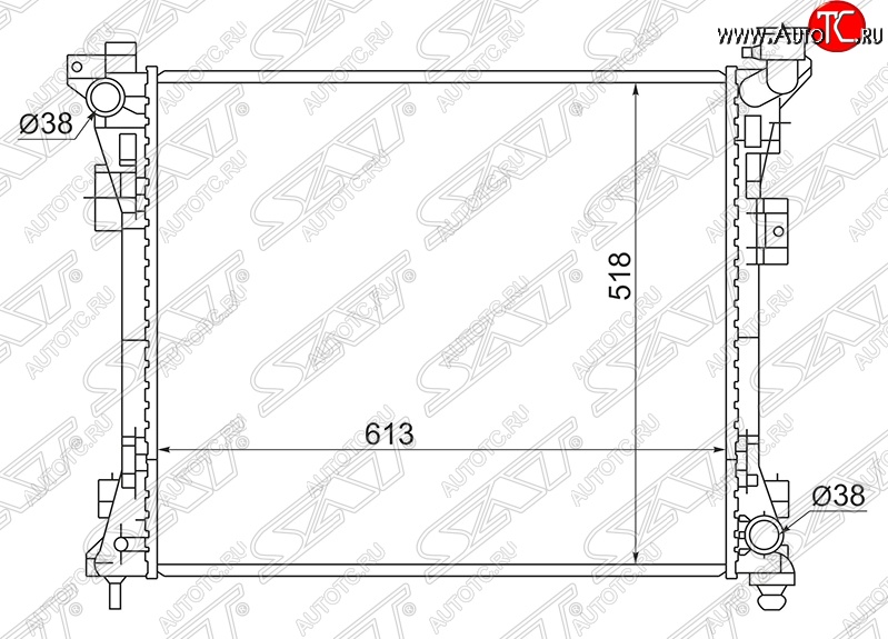 10 249 р. Радиатор двигателя SAT (пластинчатый, 3.3/3.8, МКПП/АКПП)  Chrysler Town and Country  RT минивэн (2007-2010), Dodge Caravan (2007-2010)  с доставкой в г. Йошкар-Ола
