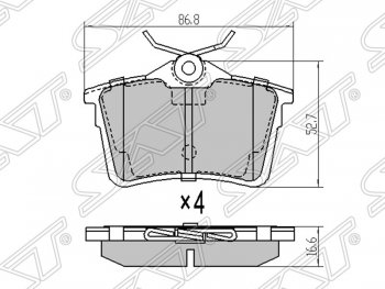 Колодки тормозные SAT (задние) Peugeot Partner B9 1-ый рестайлинг (2012-2015)