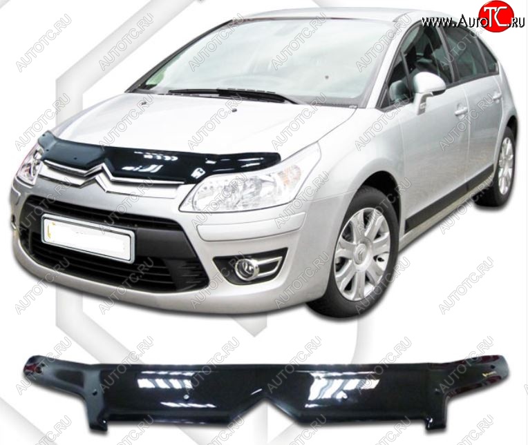 2 199 р. Дефлектор капота CA-Plastic  CITROEN C4 (2004-2008)  дорестайлинг, хэтчбэк 3 дв.,  дорестайлинг, хэтчбэк 5 дв. (Classic черный, Без надписи)  с доставкой в г. Йошкар-Ола