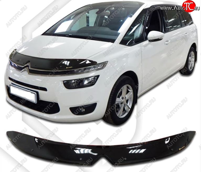 2 059 р. Дефлектор капота CA-Plastiс  CITROEN C4 picasso  3D (2014-2018) минивэн дорестайлинг, минивэн рестайлинг (Classic черный, Без надписи)  с доставкой в г. Йошкар-Ола