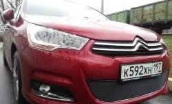 1 469 р. Сетка на бампер (хетчбек) Russtal (черная) CITROEN C4 B7 хэтчбэк 5 дв. (2011-2018)  с доставкой в г. Йошкар-Ола. Увеличить фотографию 2