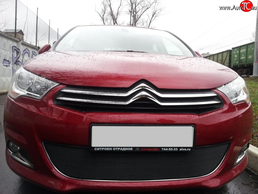 1 469 р. Сетка на бампер (хетчбек) Russtal (черная) CITROEN C4 B7 хэтчбэк 5 дв. (2011-2018)  с доставкой в г. Йошкар-Ола