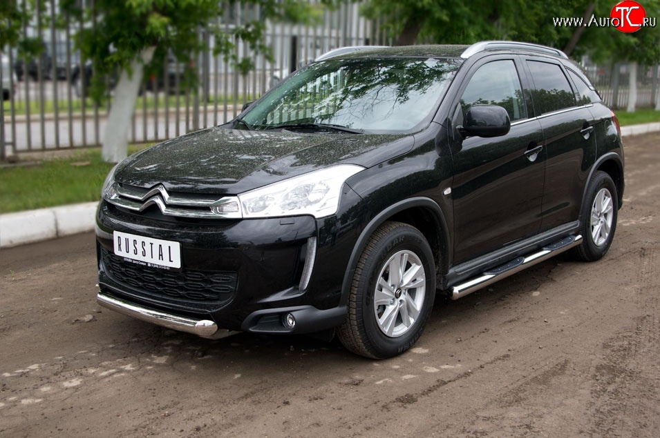 15 349 р. Одинарная защита переднего бампера диаметром 76 мм SLITKOFF CITROEN C4 aircross (2012-2017)  с доставкой в г. Йошкар-Ола