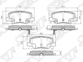 919 р. Колодки тормозные задние SAT  CITROEN C4 aircross (2012-2017), Mazda 6  GJ (2012-2018), Mitsubishi ASX (2010-2016), Mitsubishi L200 ( 4,  5 KK,KL) (2006-2022), Mitsubishi Outlander  GF (2012-2022)  с доставкой в г. Йошкар-Ола. Увеличить фотографию 1