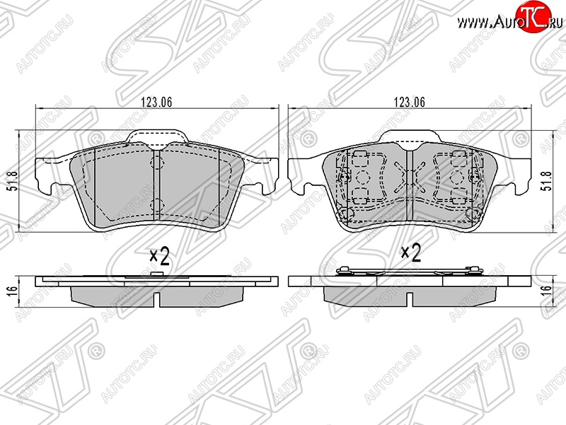 989 р. Колодки тормозные SAT (задние) Mazda 3/Axela BL дорестайлинг, хэтчбэк 5 дв. (2009-2011)  с доставкой в г. Йошкар-Ола