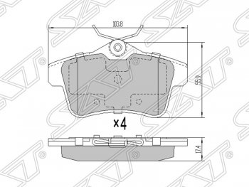 989 р. Колодки тормозные SAT (задние) Peugeot 3008 рестайлинг (2013-2017)  с доставкой в г. Йошкар-Ола. Увеличить фотографию 1