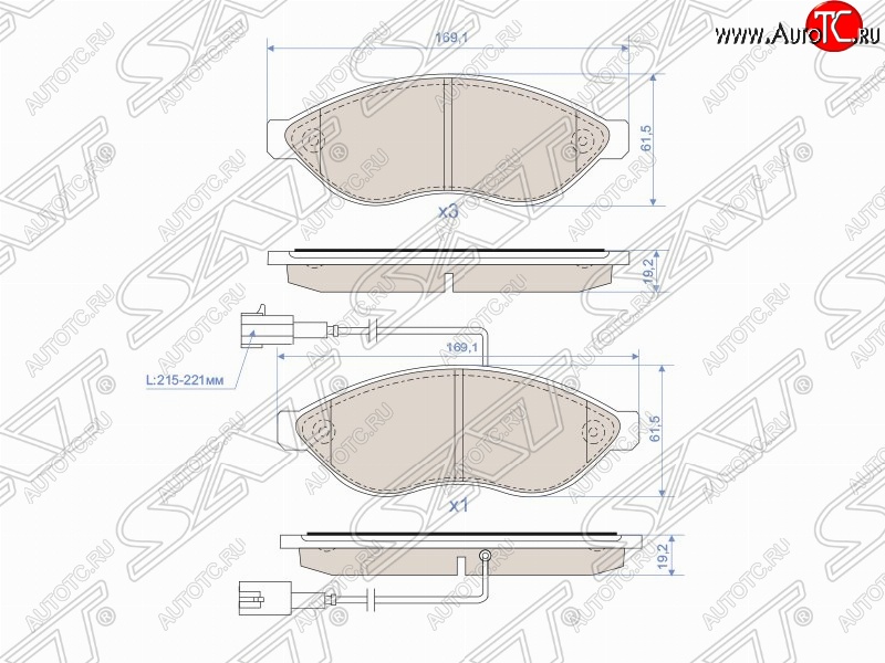 1 649 р. Колодки тормозные SAT (передние) CITROEN Jumper 250 (2006-2014)  с доставкой в г. Йошкар-Ола