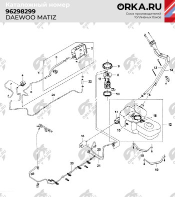 12 849 р. Бак топливный BAKPLAST (35 л., пластиковый)  Daewoo Matiz ( M100,  M150,  M200,  M250,  M300) (1998-2016) дорестайлинг, рестайлинг, дорестайлинг, рестайлинг  с доставкой в г. Йошкар-Ола. Увеличить фотографию 2